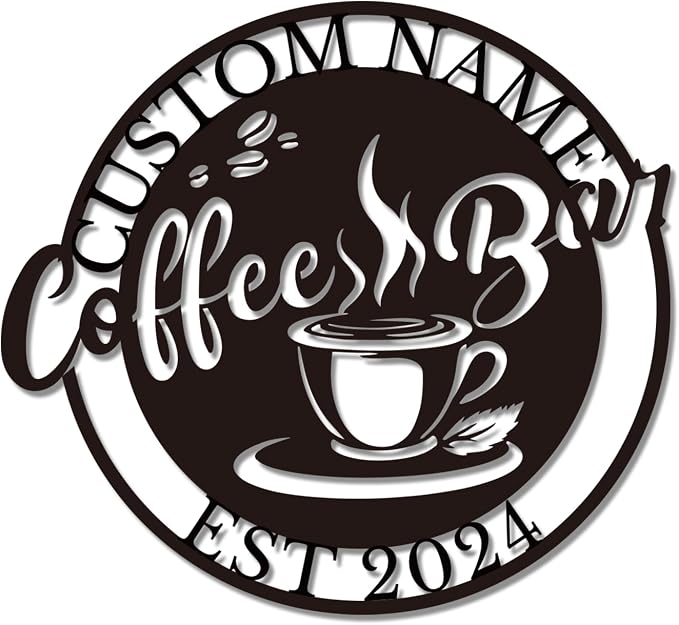 Personalized Coffee Bar Sign, Custom Metal Wall Art - Image 2