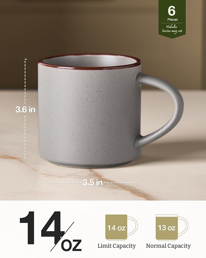 famiware Coffee Mugs Set of 6, Nebula 14oz Coffee Mugs, Ceramic Cup Set - Image 5