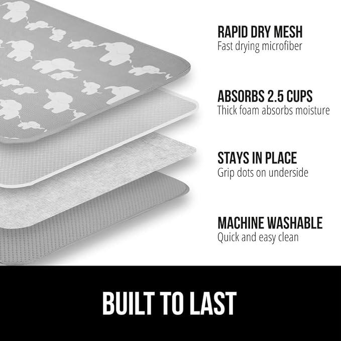 GORILLA GRIP Ultra Water Absorbent Microfiber Dish Drying Mat, Slip Resistant - Image 2