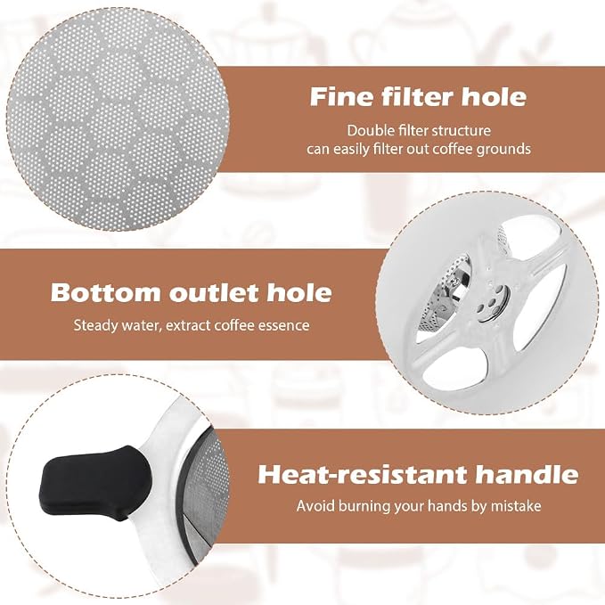 Pour Over Coffee Dripper, Double Mesh Coffee Filte-r Paperless Coffe-e Strainer - Image 3