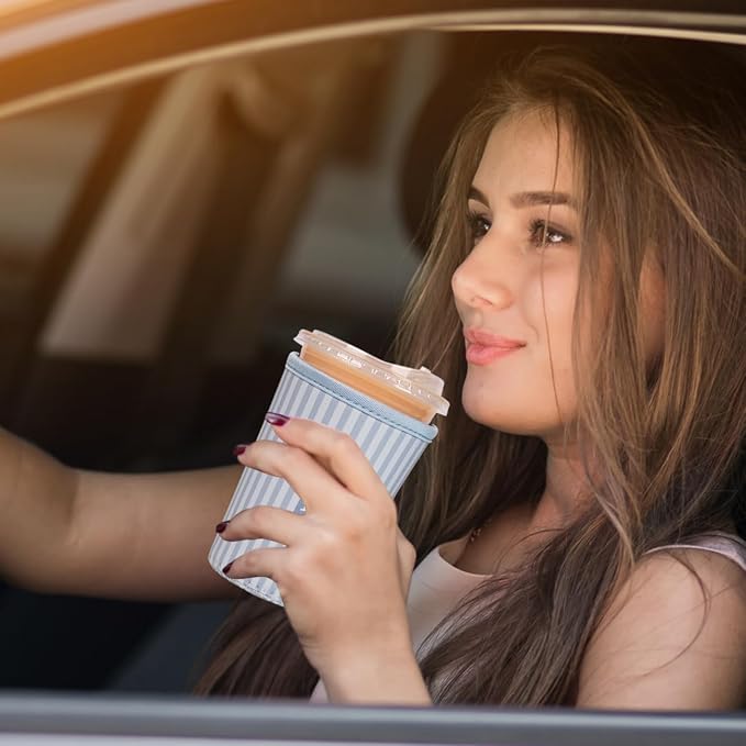 Reusable Insulated Neoprene Iced Coffee Cup Sleeve, Durable Drink Sleeve - Image 3