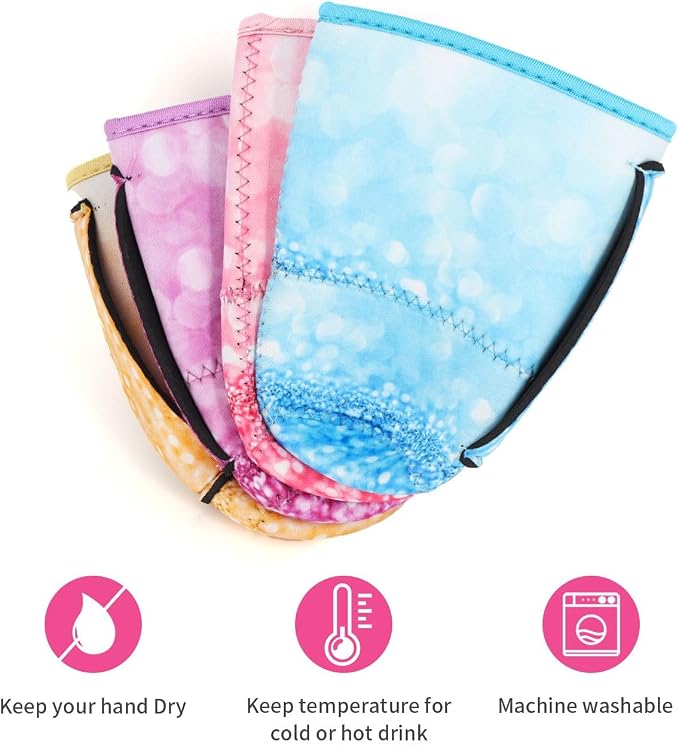 4Pack Reusable Iced Coffee Sleeve Insulator Sleeves - Image 3