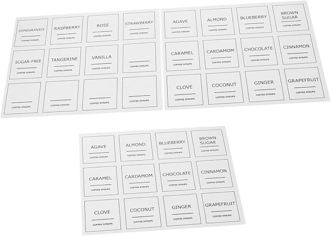 PRETYZOOM Kitchen Friendly Coffee Syrup Labels 36 Pack Decorative Stickers by PRETYZOOM