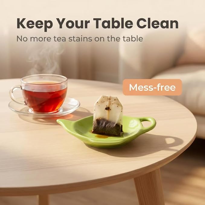 Generic 2 Pcs Teapot Shaped Tea Bag Holder, Ceramic Tea Bag Rest Set, Small Tea - Image 4