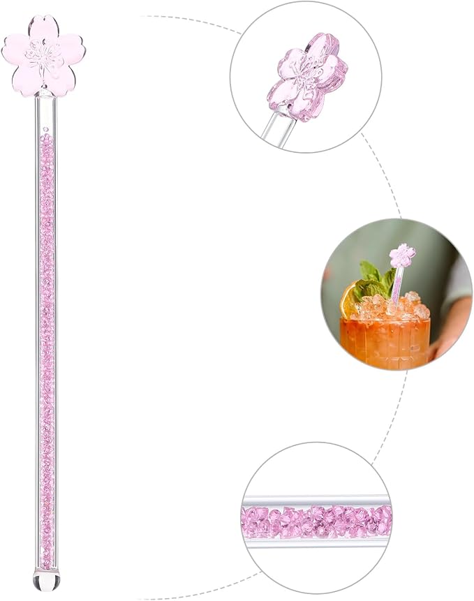 KALLORY 1pc Flower Design Glass Stirring Rod Muddler - Image 8