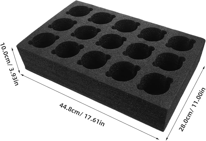 NUOBESTY Foam Milk Tea Cup Carrier Tray, 15-hole Black Multi-cup Beverage Holder - Image 2