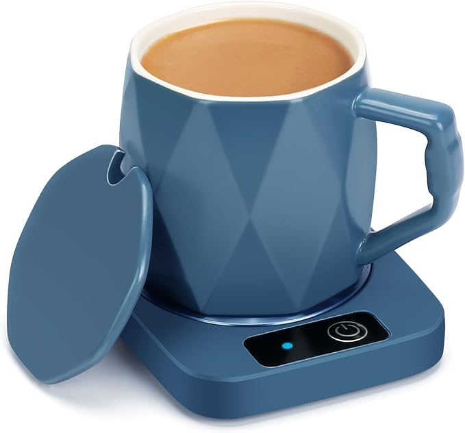 Electric Coffee Warmer with Ceramic Mug, 131 Fahrenheit Temperature Control by AZFUNN