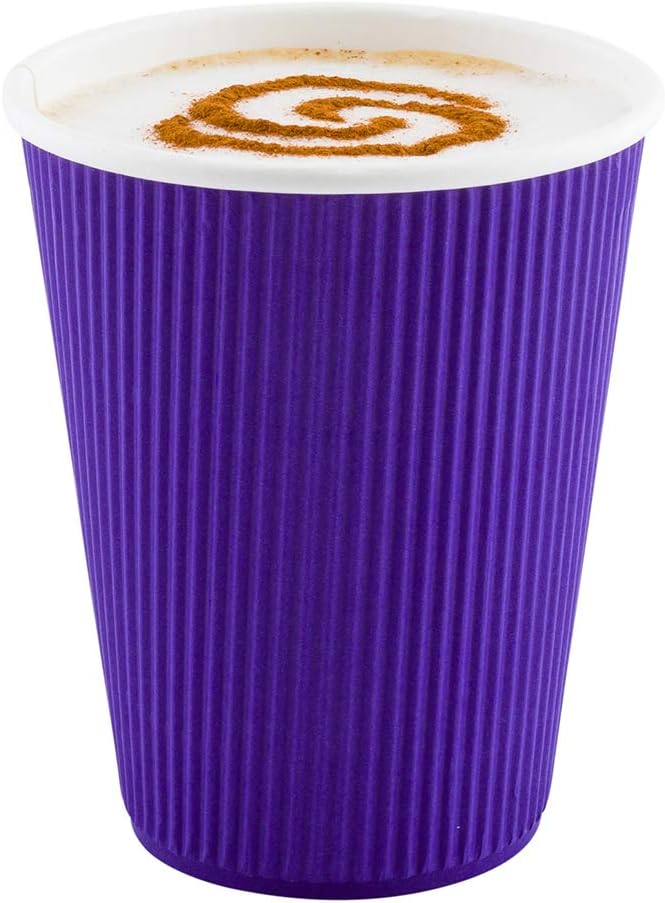 Restaurantware Ripple Wall Coffee Cups 25 Count 12 Ounce Insulated Royal Purple - Image 6
