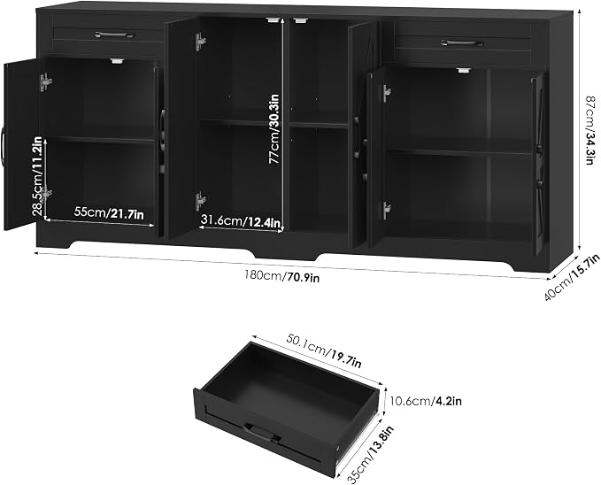 BOTLOG 71” Large Sideboard Buffet Cabinet - Image 3