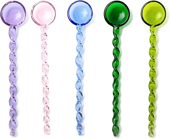 5 Pieces Glass Stirring Spoons Clear Crystal Coffee Cocktail Mixing Spoons by Turbokey