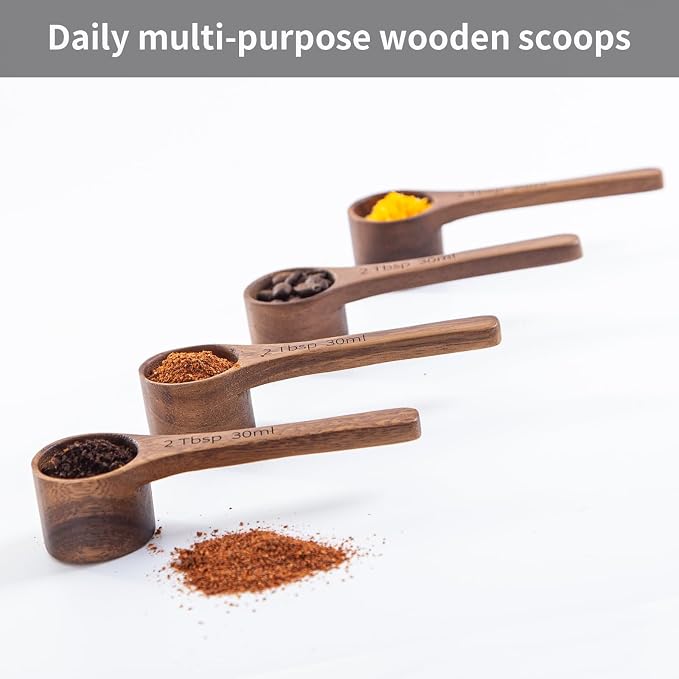 4PCS Wooden Measuring Scoops Acacia Wooden Scoops - Image 4