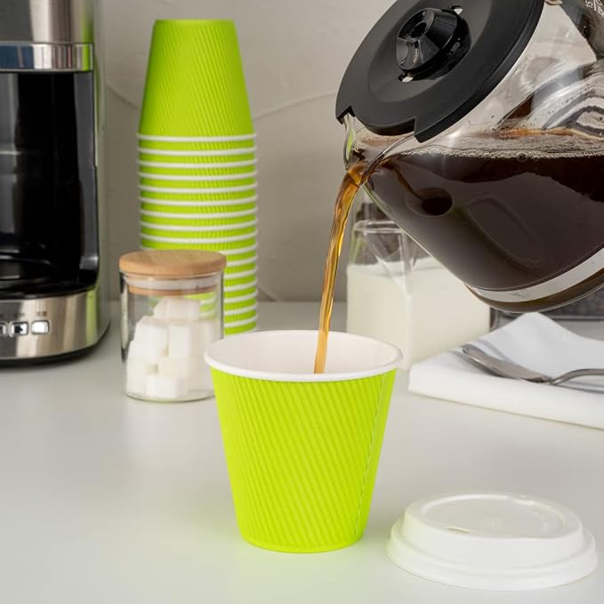 Restaurantware Ripple Wall Coffee Cups 25 Count 8 Ounce Insulated Eco Green - Image 11