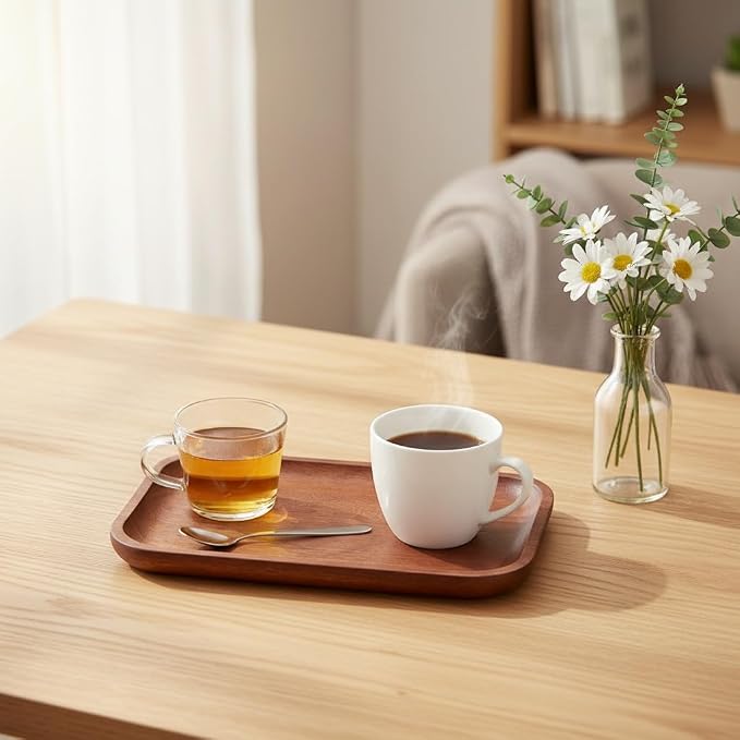 Wooden Serving Tray for Coffee Table Decorative Trays, Rectangular Solid Wood - Image 7
