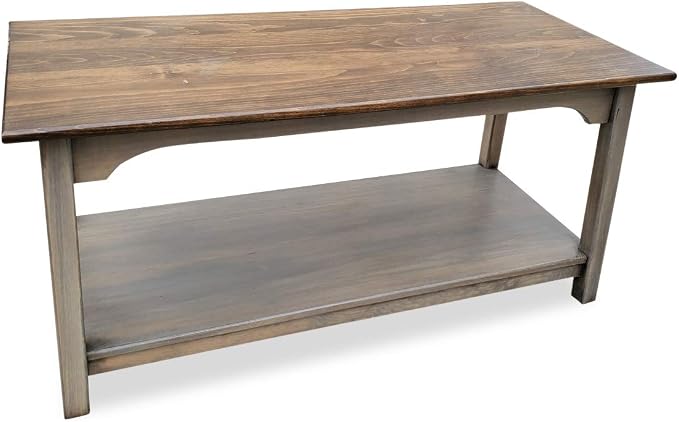 Peaceful Classics Rustic Wood Shaker Coffee Table Amish Furniture, 2 Tier by PeacefulValley