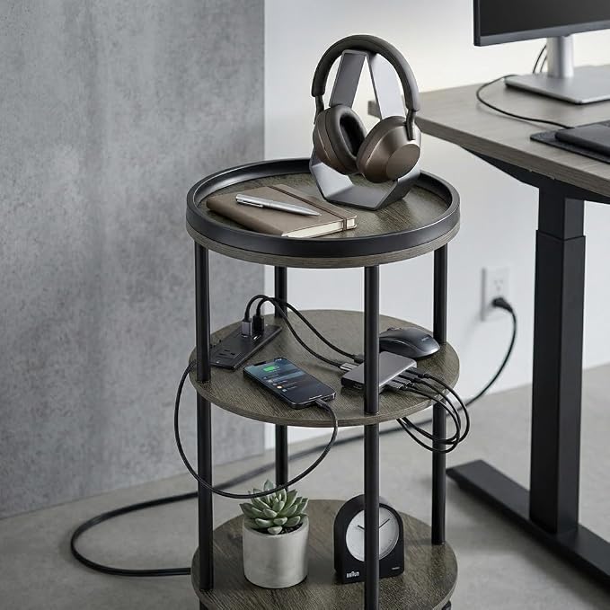 Small Round Side Table with Charging Station - Image 6
