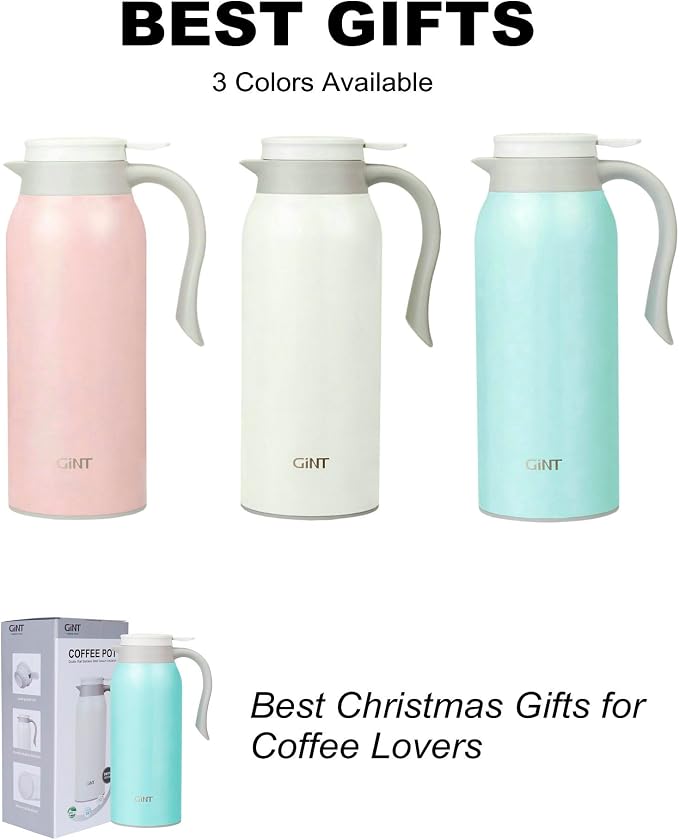GiNT 51 Oz Stainless Steel Thermal Coffee Carafe, Double Walled Vacuum - Image 7
