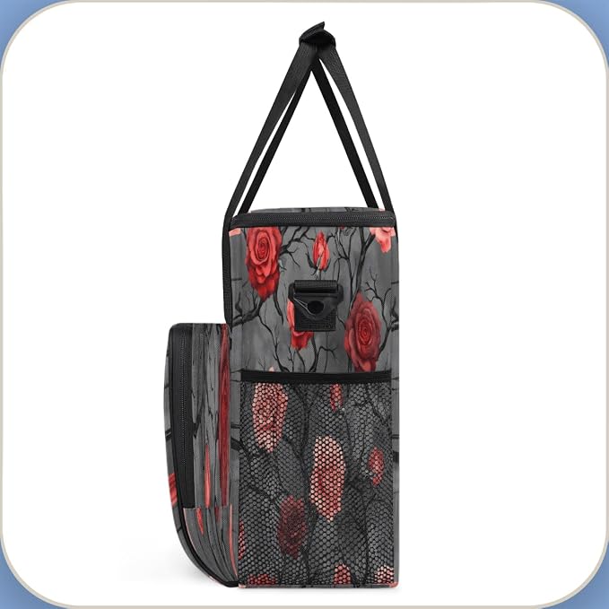 Grey and Red Rose Floral Coffee Machine Bag Compatible - Image 4