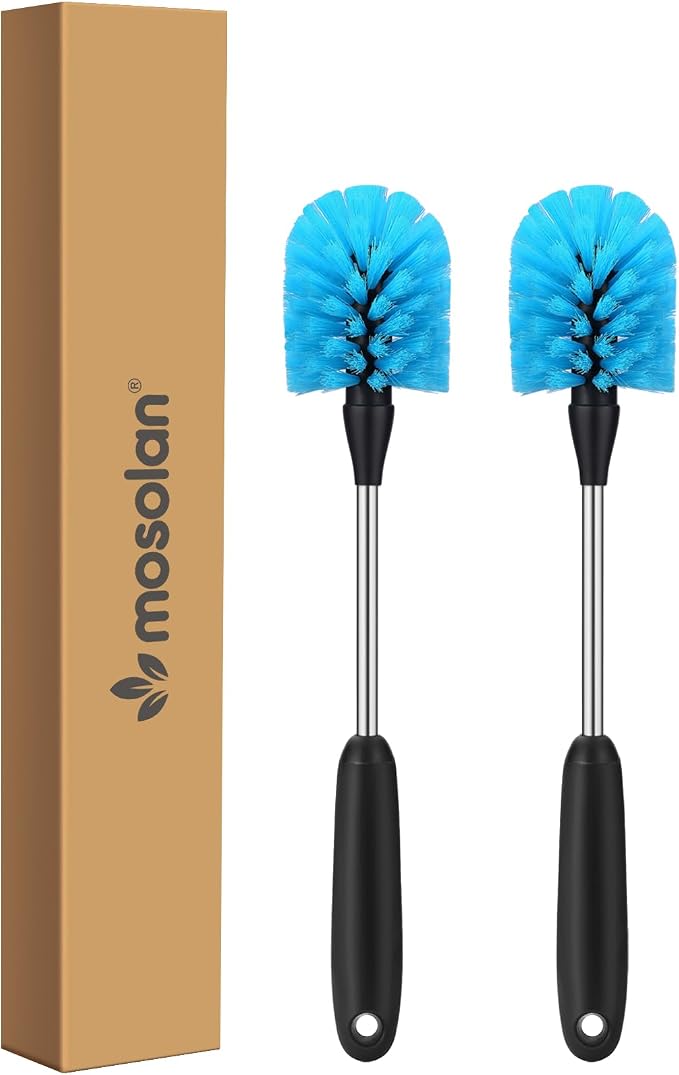 MOSOLAN Stainless Steel Water Bottle Brush, Long Handle Scrubbing Brush by mosolan
