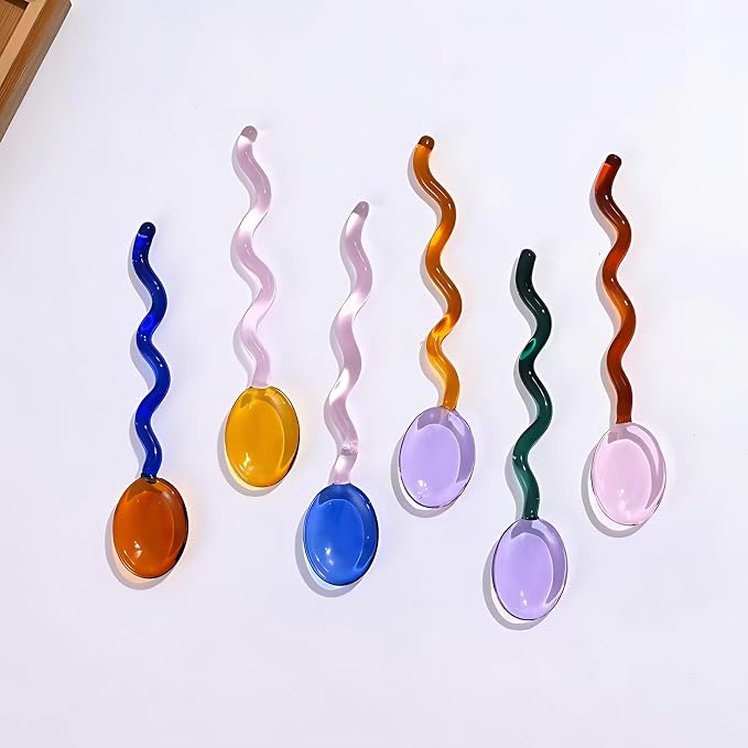 Glass Spoons Clear Coffee Stirring Spoon Milk Cocktail Drinks Espresso Mixing - Image 8