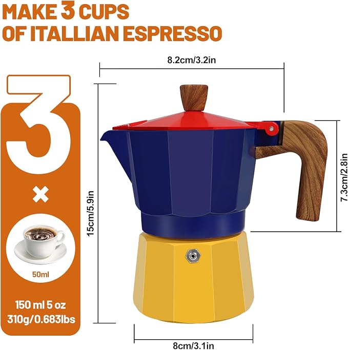 3 Cup Aluminum Espresso Stovetop Moka Pot Express Coffee Maker Percolator - Image 2