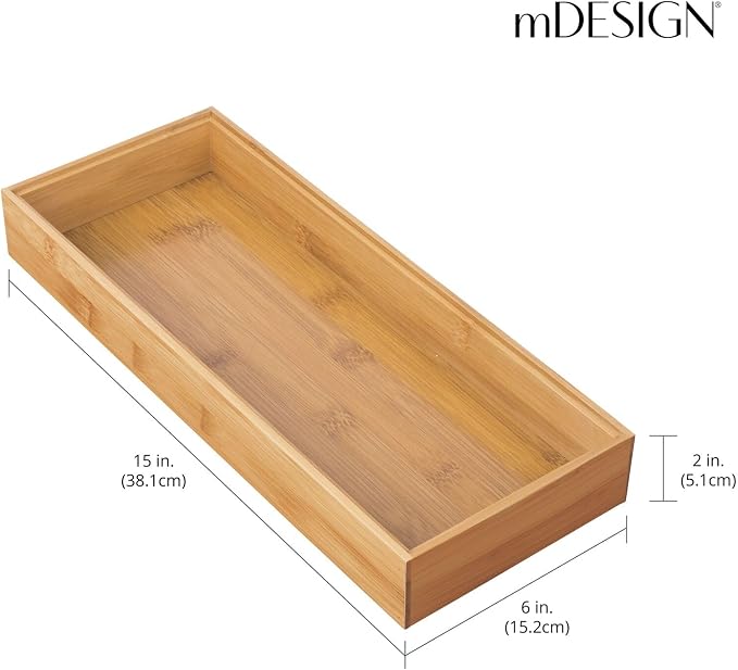mDesign Wooden Bamboo Drawer Organizer - Image 4