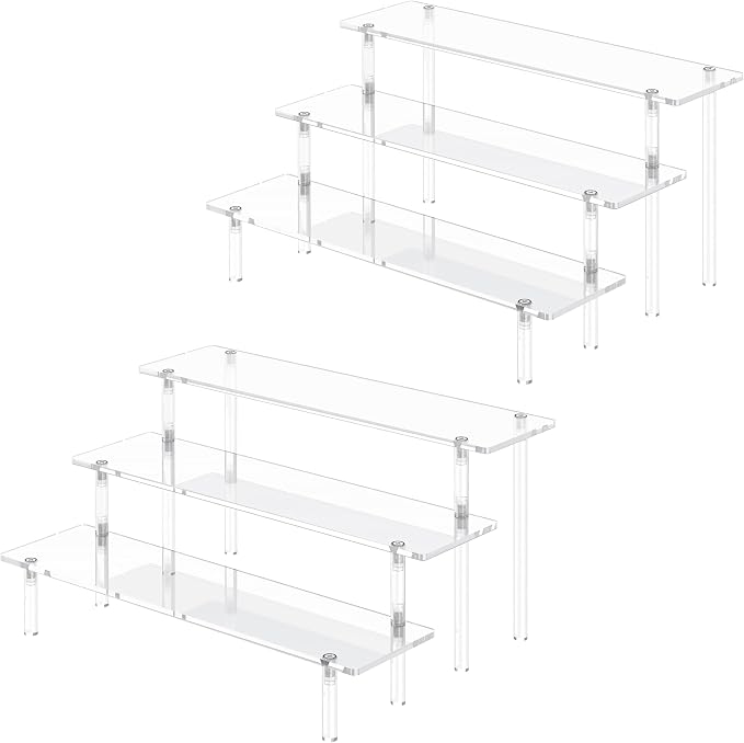 3 Tier Acrylic Display Risers, Large Perfume Organizer Stand, Display Shelves by Dooiclear
