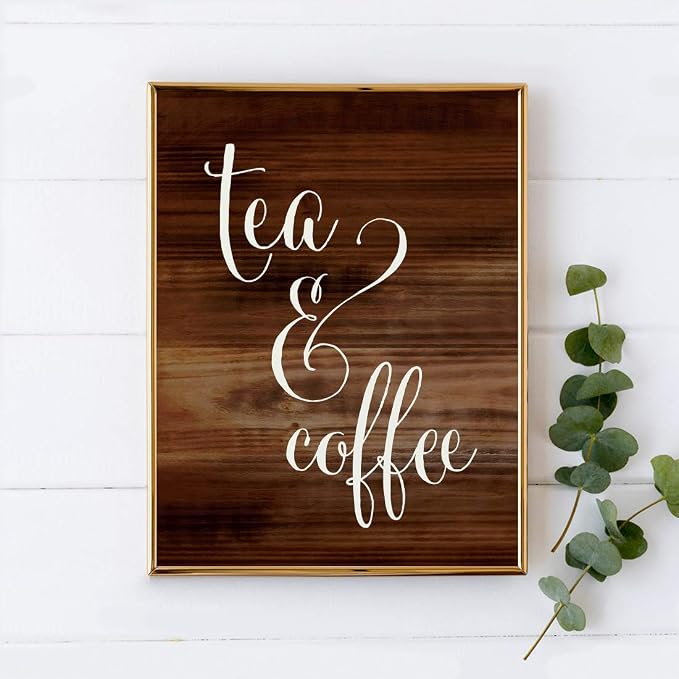 Andaz Press Wedding Party Signs, Rustic Wood Print, 8.5x11-inch, Tea & Coffee - Image 2