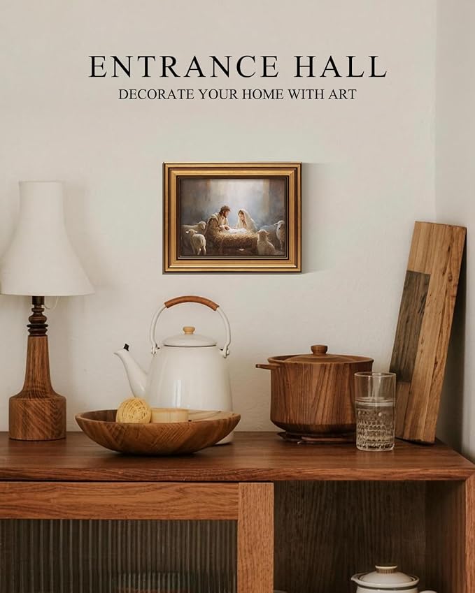 ARPEOTCY Gold Framed Christian Wall Art, 8x10 Inch Holy Family Canvas Print - Image 4