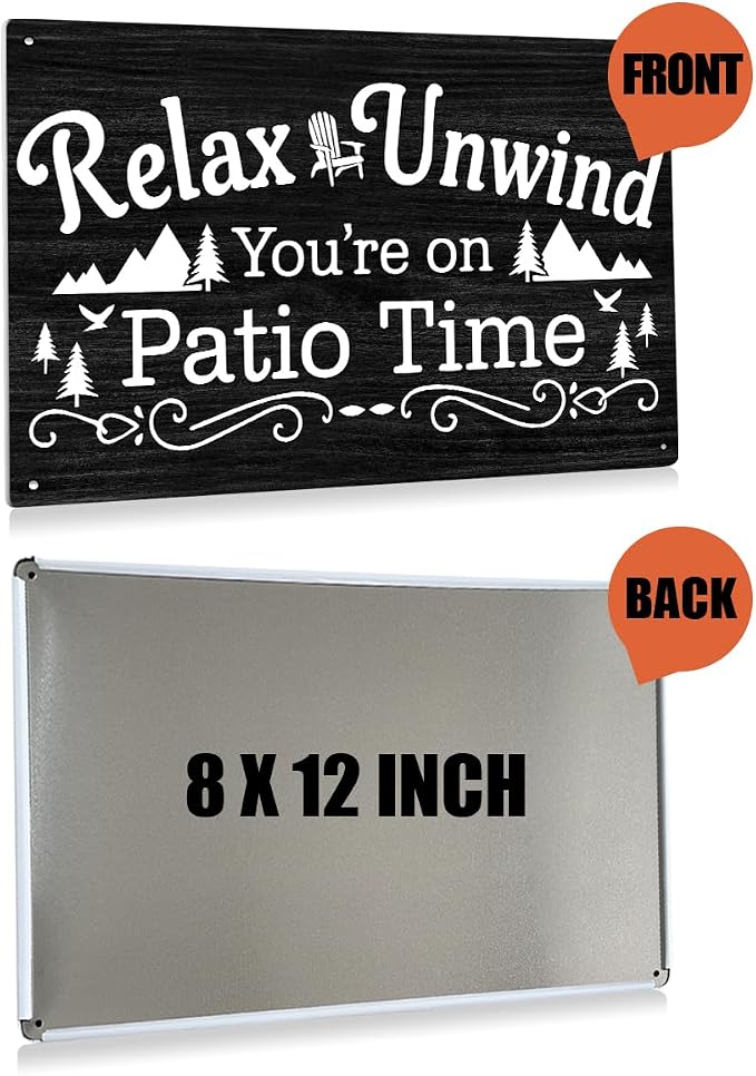 BEASTZHENG Patio Decor Patio Metal Tin Sign Decorations Outdoor Metal Porch - Image 2