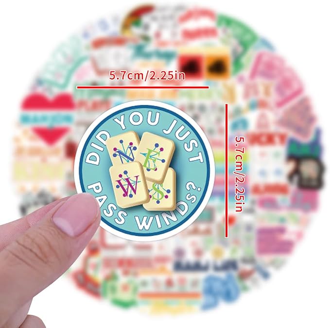 55PCS MahjongStickers, Funny Tile Game Vinyl Decals, Waterproof Stickers - Image 4