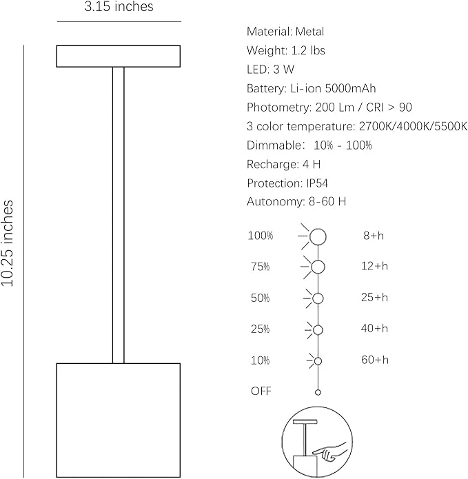 2-Pack Cordless Rechargeable Table Lamps, 3 Color Temperatures and Stepless - Image 7