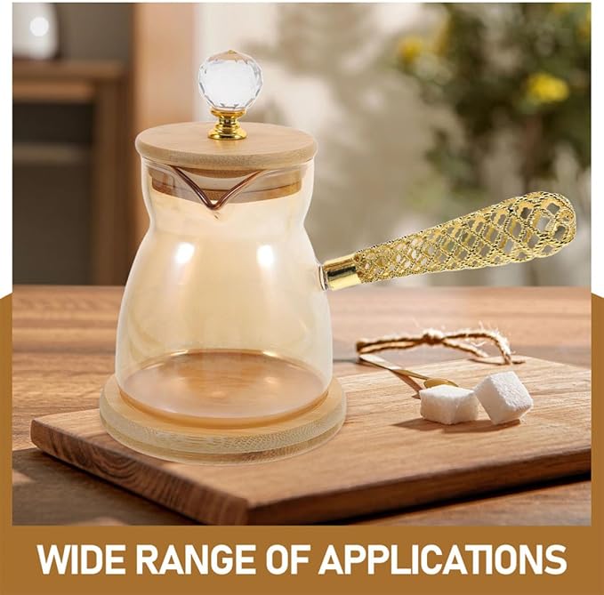 Garneck 2pcs Turkish Coffee Maker Set 350ml, Glass Side Handle Coffee Decanter - Image 3