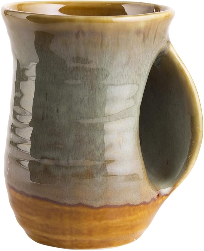 Hand Warmer Mug, Ceramic Pottery and Hand Painted & Colored by Gute