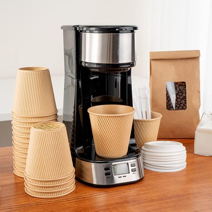 Restaurantware Ripple Wall Coffee Cups 25 Count 8 Ounce Insulated Kraft Paper - Image 6
