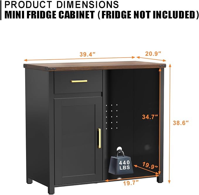 GDLF Coffee Bar with Mini Fridge Space, Mini Fridge Cabinet Stand，Liquor Wine - Image 2