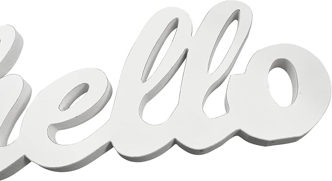 Rustic Distressed White Wooden Hello Sign - Image 6
