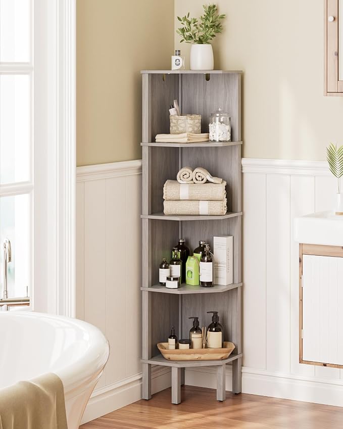 Corner Shelf, 5 Tier Corner Bookshelf, Display Corner Shelf Stand - Image 7