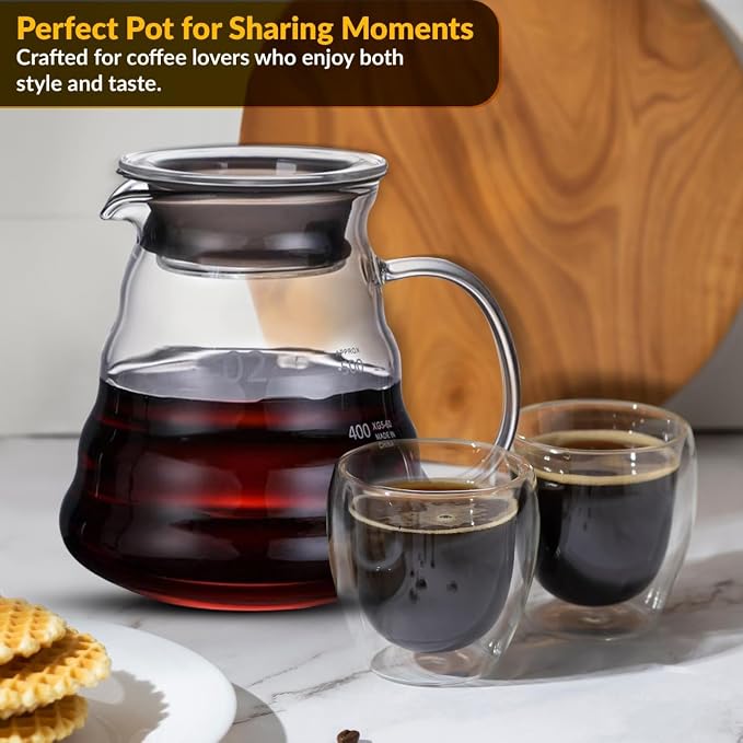 CASA BRAVA Glass Pour Over Coffee Maker Set – 28oz Heat-Resistant Carafe - Image 4