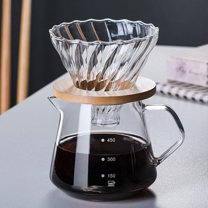 Cabilock 1set Reusable Stripe Glass Coffee Filter Funnel High Borosilicate - Image 8
