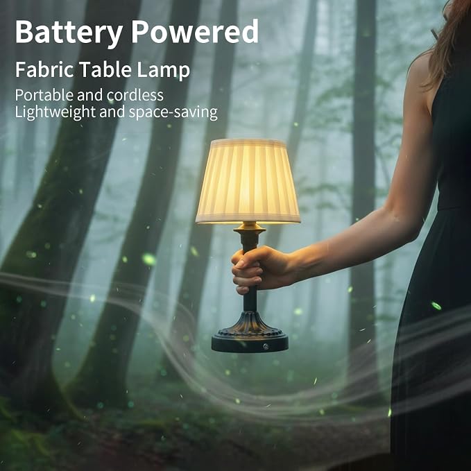 Cordless Table Lamp, Portable Fabric Shade LED Des Lamps, 5200mAh Battery - Image 7