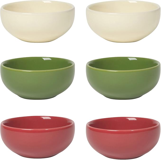 Now Designs Christmas Decor Ceramic Pinch Bowl Set, Soy Sauce Dish, 2 oz by NowDesigns