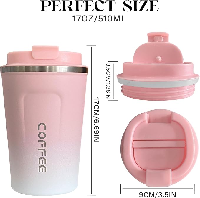 YINBAOGE Insulated Travel Coffee Mug, Spill & Leak Proof, Portable To Go - Image 4