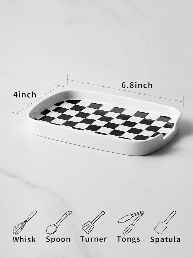 ABRUTY Spoon Rest for Stove Top, Ceramic Spoon Holder for Counter, Modern - Image 3