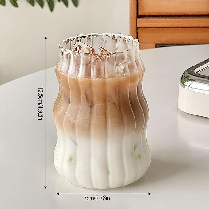 Nirvany 2 Pcs Ribbed Glass Cups, 18 Oz Vintage Drinking Glassware - Image 2