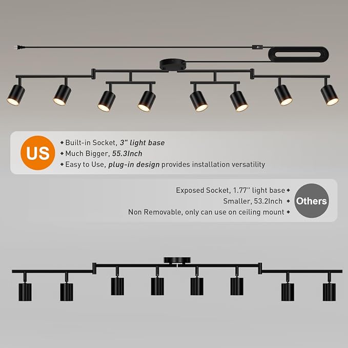 Plug in Track Lighting LED, Track Lighting Fixtures Ceiling, Plug in Wall Light - Image 3