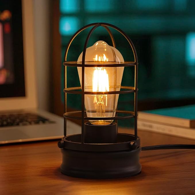 Cerdeco Small Vintage Table Lamp, Industrial Desktop Lamp - Image 6
