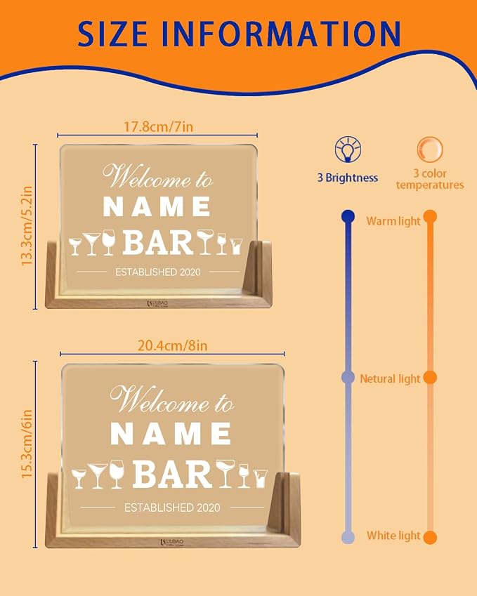 Personalized Light Up Signs for Home Bar Customized Name Gifts Night Light for - Image 3