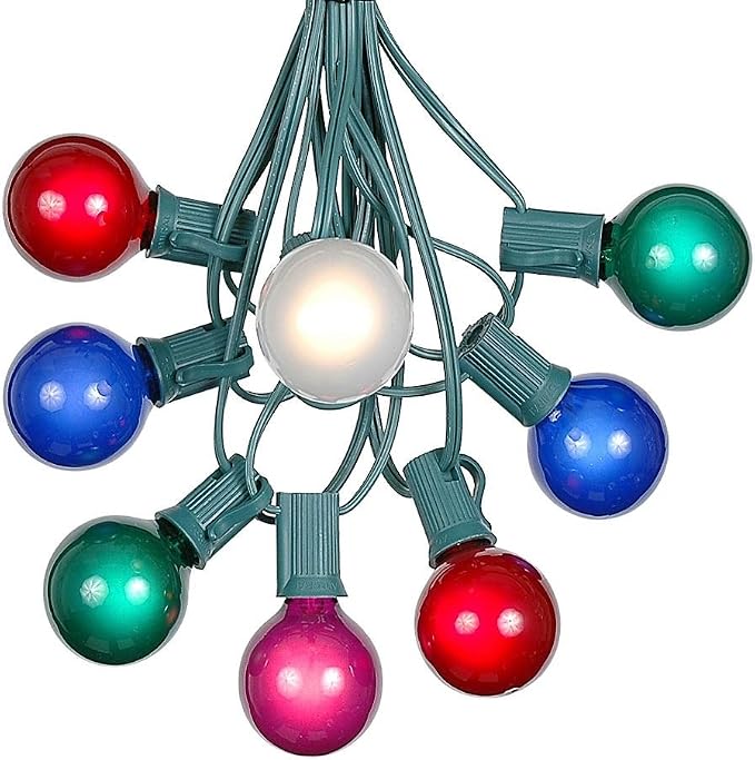 G40 Patio String Lights with 25 Multi Globe Bulbs by NoveltyLights-LightExperts