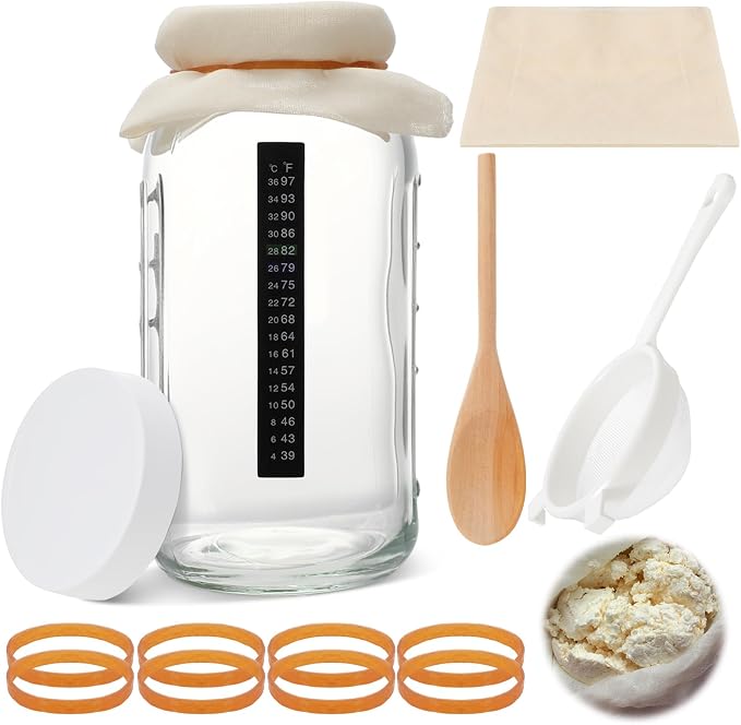 Honeydak 8 Pcs Complete Kefir Starter Kit Kombucha Fermenter Kit Half Gallon by Honeydak
