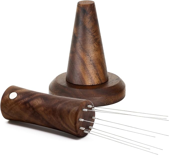 Handmade American Walnut WDT Tool V2.0 Built-in Magnet, Espresso Distribution by WALNUTCOFFEE